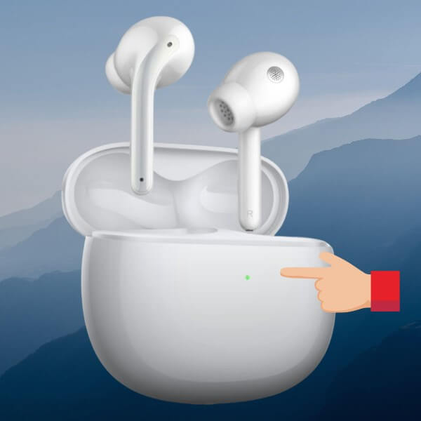 Nhấn giữ nút trên hộp sạc hoặc trên thân tai nghe 