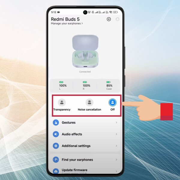 Điều chỉnh chế độ chống ồn