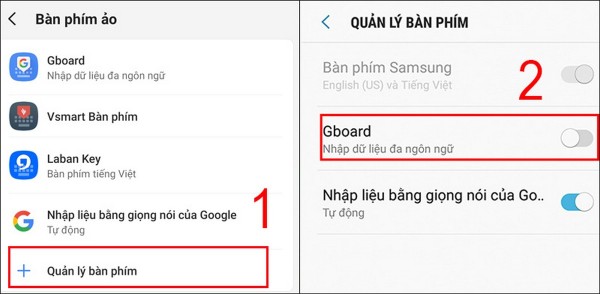 Tìm và bật công tắc để kích hoạt Gboard 