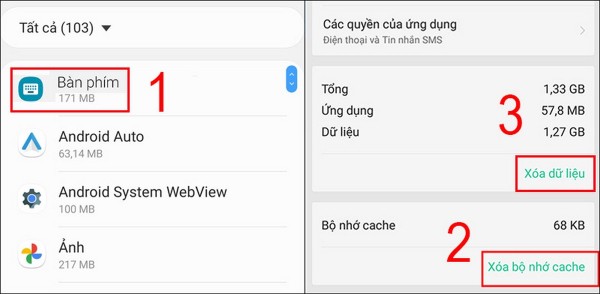 Chọn Xóa dữ liệu 