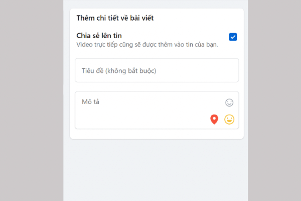 Nhập tiêu đề và mô tả cho video