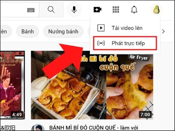 Chọn Phát trực tiếp
