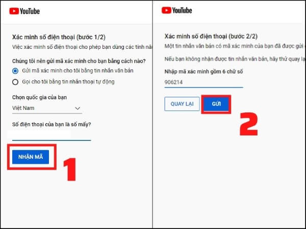 Nhập mã xác nhận và nhấn gửi