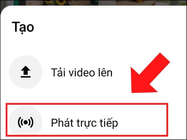 Nhấn Phát trực tiếp