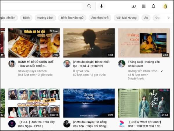Mở website YouTube