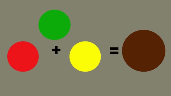 Chi tiết cách tạo màu nâu nhạt từ màu đỏ, xanh và vàng