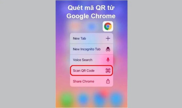 Nhấn giữ biểu tượng ứng dụng Google Chrome