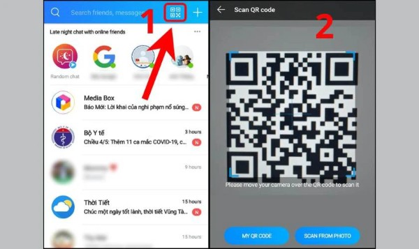 Nhấn vào biểu tượng mã QR