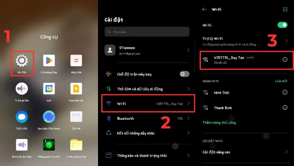 Mở Cài đặt → Wi-Fi 
