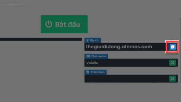 Nhấn sao chép địa chỉ server