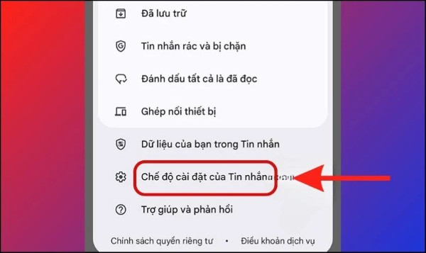 Mở mục Cài đặt Tin nhắn 