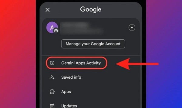Nhấn mục Hoạt động trên Các ứng dụng Gemini 