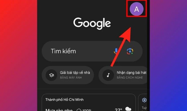 Nhấn chọn ảnh đại diện Google