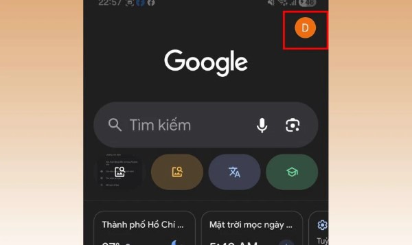 Nhấn vào ảnh đại diện tài khoản Google