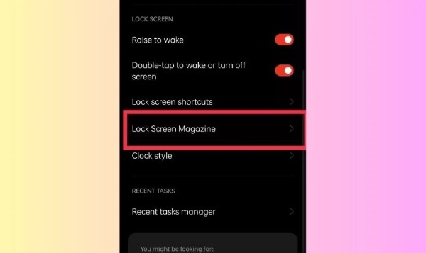 Chọn Tạp chí màn hình khóa (Lock Screen Magazine)