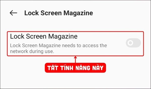 Gạt công tắc tại mục Tạp chí màn hình khóa