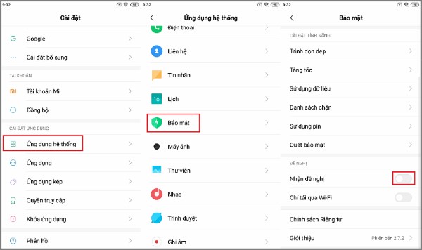 Tắt mục Nhận đề nghị