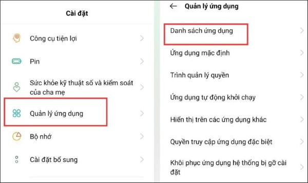 Chọn Quản lý ứng dụng