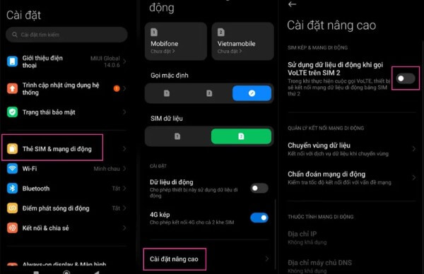 Các thao tác bật lại VoLTE trên điện thoại