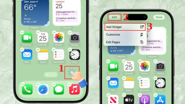 Chọn Add Widget