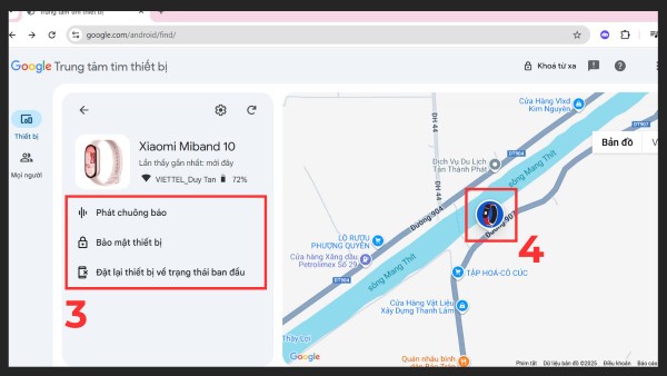 Thực hiện các tùy chọn mong muốn để tìm thiết bị