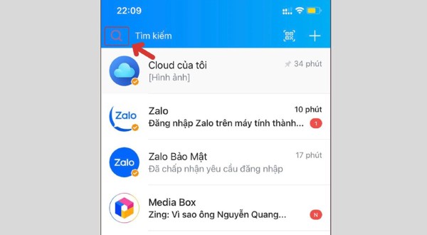 Quan sát biểu tượng kính lúp chuyển sang màu đỏ