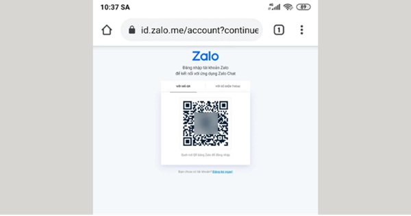 Chọn đăng nhập Zalo