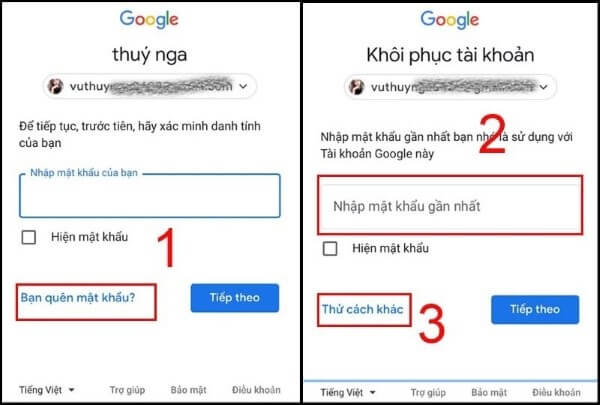 Nhấn Bạn quên mật khẩu?
