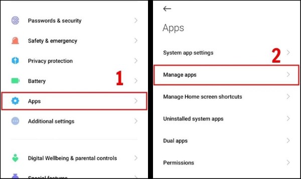 Chọn mục Ứng dụng (Apps)
