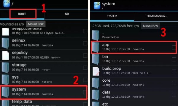 Mở thẻ ROOT > chọn System > chọn App
