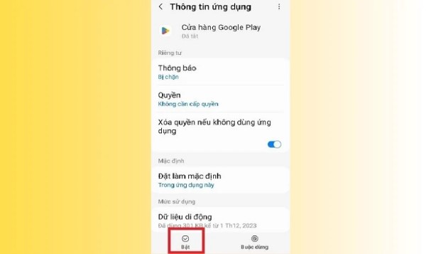 Nhấn Bật (Enable)