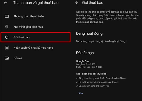 Chọn Gói thuê bao