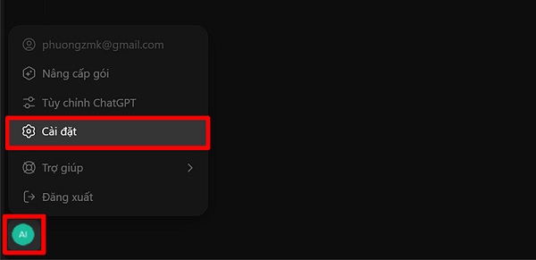 Chọn Cài đặt → Tài khoản