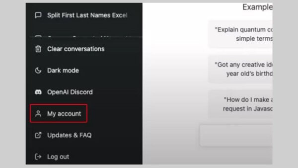 Chọn mục My Account