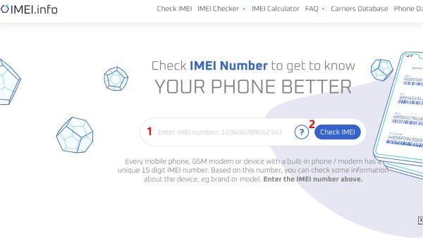 Nhập mã IMEI > nhấn Check IMEI