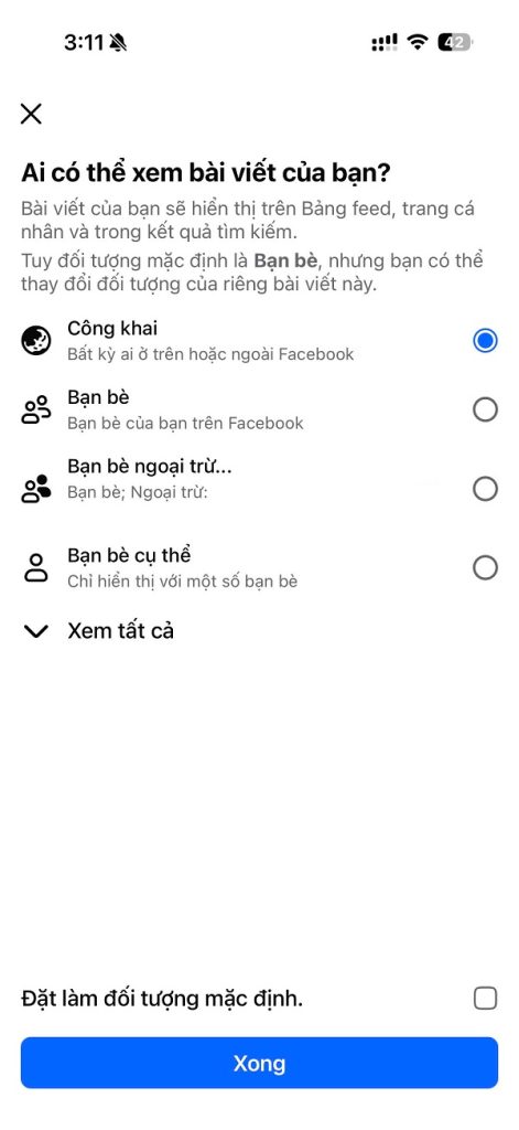 Chọn đối tượng để đăng bài