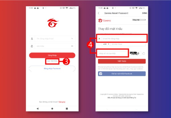 Các bước đổi mk Garena khi mất số điện thoại