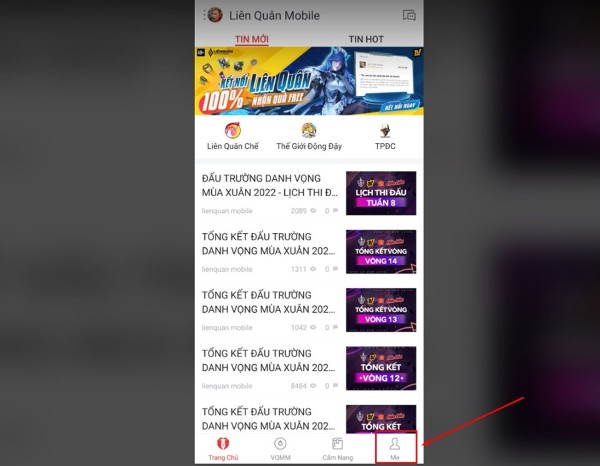 Nhấn chọn mục Me