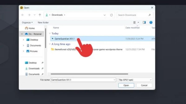Chọn mở tệp APK đã tải xuống 