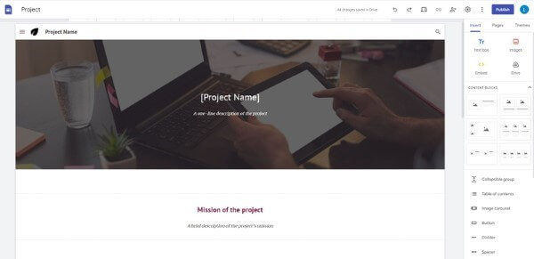 Tiến hành các thao tác chỉnh sửa Google Site 