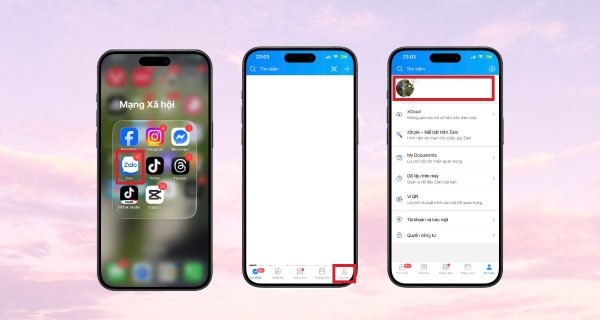 Mở ứng dụng Zalo → chọn Cá nhân