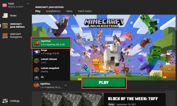 Minecraft TLauncher tích hợp sẵn Forge và Optifine