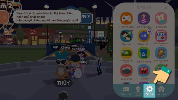 Nhấn vào Cài đặt