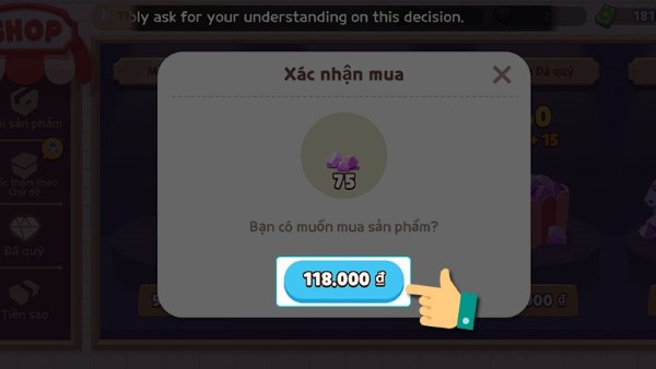 Chọn vào mức phí phải trả