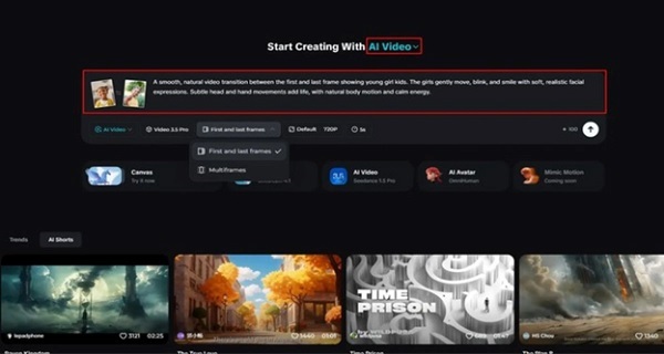 Nhập prompt chi tiết để tạo video