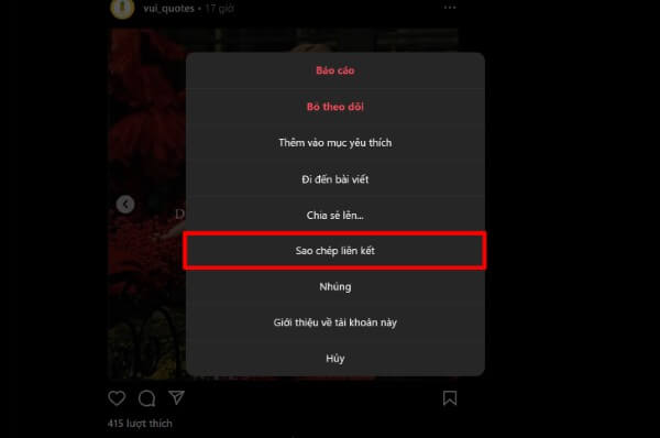 Chọn Sao chép liên kết