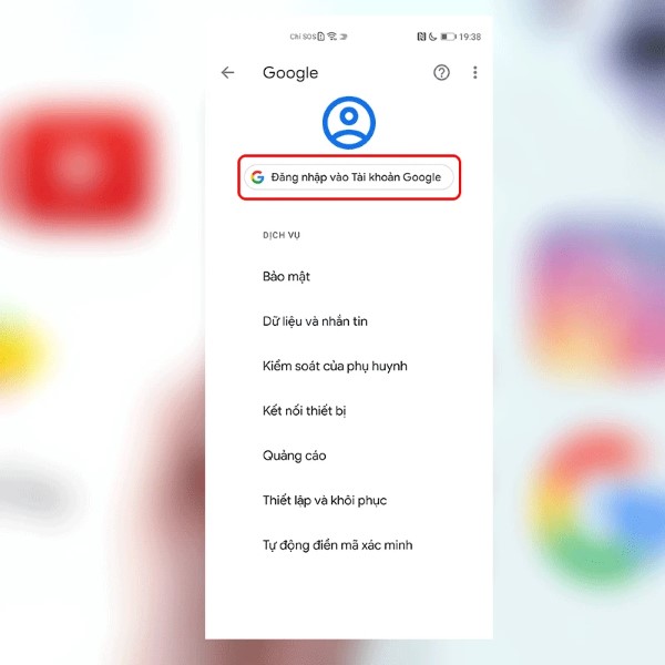 Chọn đăng nhập tài khoản Google