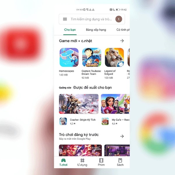 Màn hình hiển thị biểu tượng CH Play