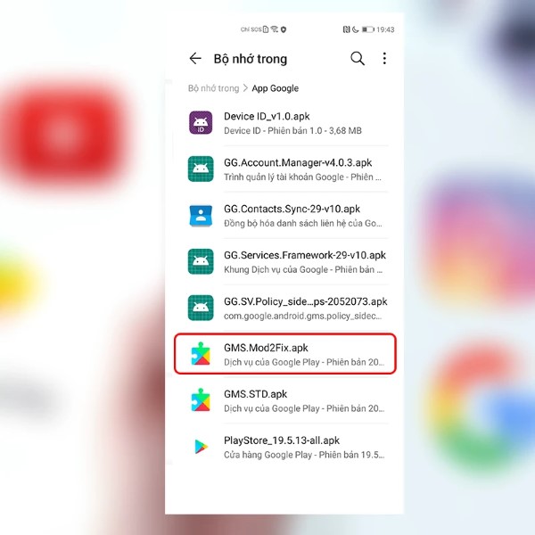 Chọn cài đặt bằng file GMS.Mod2Fix 