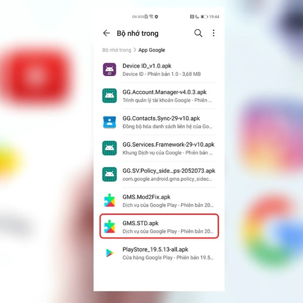 Tiến hành cài lại Dịch vụ Google Play bản gốc (GMS.STD)